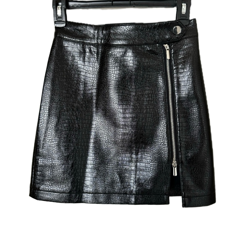 Topshop Faux Leather Black Mini Skirt